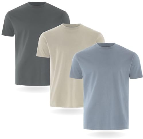 FM London Pack de 3/5 Camisetas Ricas en Algodón para Hombre, Entalladas