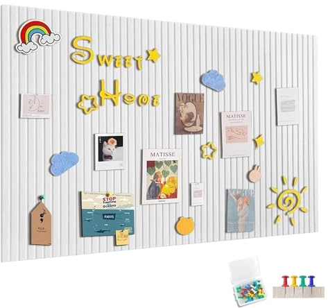 120x90cm Große Filz Pinnwand Selbstklebend, Filzboard Memotafeln Memo Boards mit 60 Pinnnadeln Bulletin Board Wanddekoration für Büro Küche, Fotos Memos,Weiß