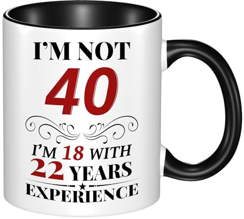 40th Birthday Mug for Women Men, Turning 40 Year Old Birthday Gifts Women Men Mom Dad Wife Husband, Sister, Best Friends, Coworkers, Her, Him, Dishwasher and Microwave friendly, 11oz Coffee Cup