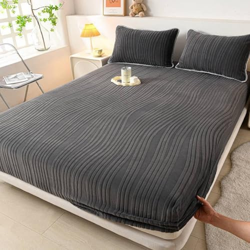JIANINGHOME Coral Fleece Spannbetttuch 180x220,Plüsch Flauschige Cashmere Touch Boxspringbett Spannbetttuch
