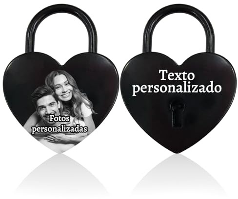 Candado de Amor Personalizado en Forma de Corazón Nombre Foto Personalizable Candado de Corazón Personalizado con Llave Regalos Para San Valentín Novio Hombre (Candado de Corazón Personalizado)