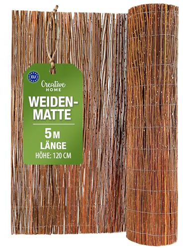 Creative Home Brise-vue en Saule pour Balcon et Terrasse 120 x 500 cm | Clôture Naturelle | Canisse en Saule | Protection Solaire Balcon | Protection contre le Vent | Coupe-Vent Patio