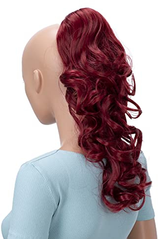CAISHA 40cm Haarzopf Lily Haarteil mit Butterflyklammer Pferdeschwanz Haarverlängerung Voluminös Gewellt Rot H217