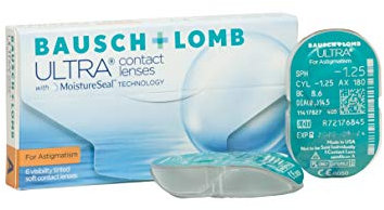 Bausch + Lomb ULTRA for Astigmatism Monatslinsen weich, 6 Stück/BC 8.6 mm/DIA 14.5 mm/CYL -0.75 / ACHSE 180 / -1.25 Dioptrien