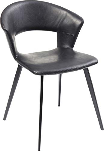 Kare Design Stuhl Reunion Schwarz, Polsterstuhl, Esszimmerstuhl, Retrodesign, 46cm Sitzhöhe, Polsterstuhl, für Esstisch oder Homeoffice Tisch, 77x57x52 cm (H/B/T)