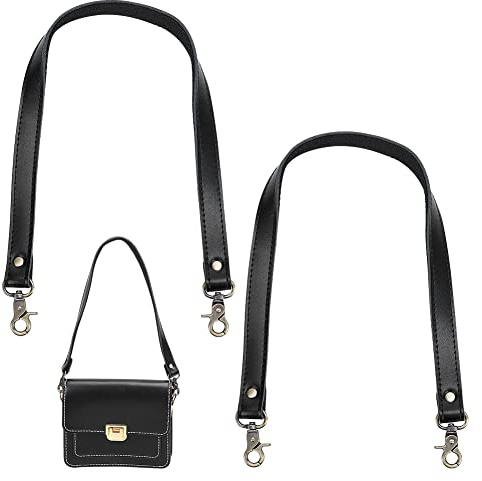 PandaHall 2 Stk. 22 Zoll Schwarzes Leder Ersatzgriffe Geldbörsen Riemen Handtaschen Umhängetaschenriemen mit antiken Bronze-Karabinerverschlüssen