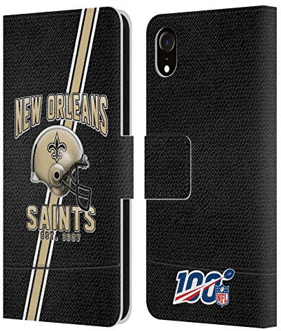 Head Case Designs Offizielle NFL Football Streifen New Orleans Saints Logo Art Leder-Wallet-Hülle Kompatibel mit Apple iPhone XR
