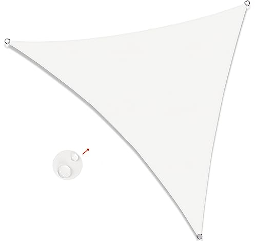 SUNNY GUARD Vela ombreggiante Impermeabile 5x5x5m Tenda a Vela Triangolare,Tenda da Sole per Esterno Protezione Raggi UV per Giardino Esterno terrazza, Crema