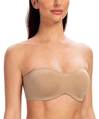 MELENECA Women's Strapless Bras for Unlined Large Bust with Underwire Clear Strap Beige Heather 40G
