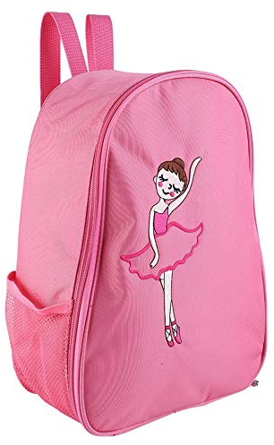Alomejor Rosa Ballett Rucksack f¨¹r M?dchen mit Zip Top, integrierter Geldb?RSE & besticktem Design - Leichter Ballerina Tanzbeutel mit Schultergurt f¨¹r Tanzkurse & Alltag