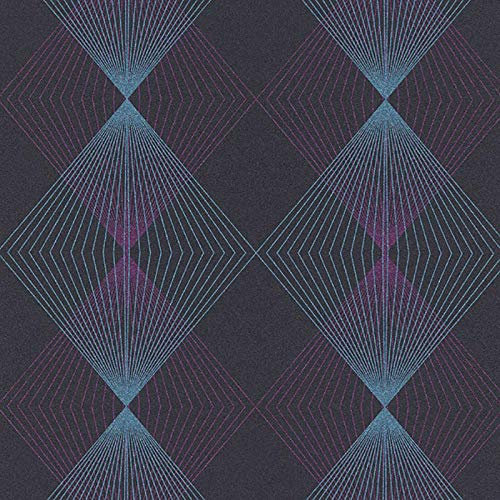 YöL Diamond Line Wallpaper Modern Blue Purple Black Vinyl Paste The Wall