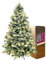 SHATCHI Pre-Lit Artificial Christmas Tree Lapland Fir-LED Lights, Snow Flocked PE/PVC Tips, Snowy Bushy Hinged Branches, Metal Stand for Xmas Home Decorations, Warm White, 300cm