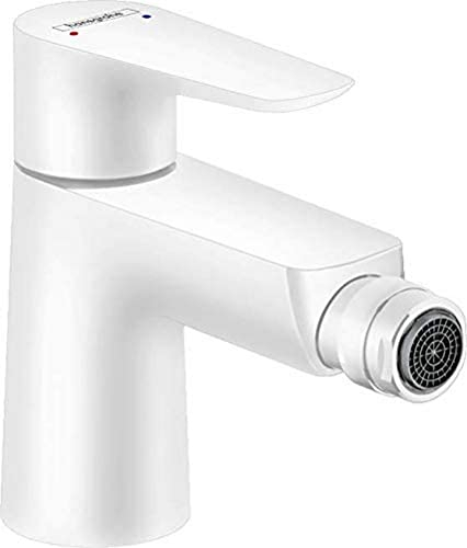 hansgrohe Talis E Einhebel-Bidetarmatur mit Zugstangen-Ablaufgarnitur, Mattweiß
