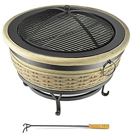 ChengBeautiful Außenpfanne Outdoor Party Courtyard Stein Grill Grill Bonfire Rack Herd BBQ Feuerstelle Grillen BBQ Grill (Farbe : Metal, Size : 73x60x44cm)
