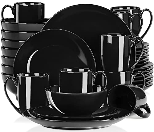 LOVECASA Service Complet en Porcelaine, Série Sweet, Service de Table 32 Pièces pour 8 Personnes, Assiette Plate, Assiette Dessert, Bols à Céréales, Tasse Mug