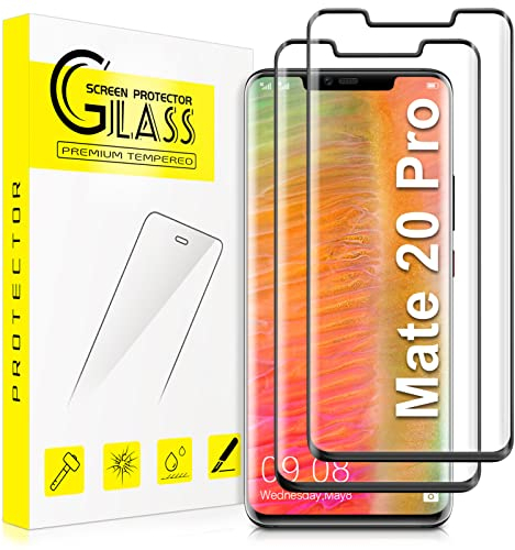 Ecenone Schutzfolie für Huawei Mate 20 Pro, [2 Stück] 9H Härte, Anti Kratzen, Unterstützung für Fingerabdrucksensor, Blasenfrei, 3D gebogenes gehärtetes Displayschutz fur Huawei Mate 20 Pro