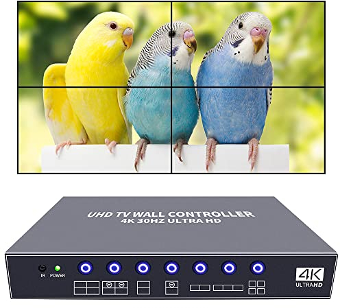 ISEEVY 4K UHD Video Wall Controller 2x2 1x2 2x1 TV Wall Processor Support 3840x2160@30 HDMI Input for 4 TV Splicing Display