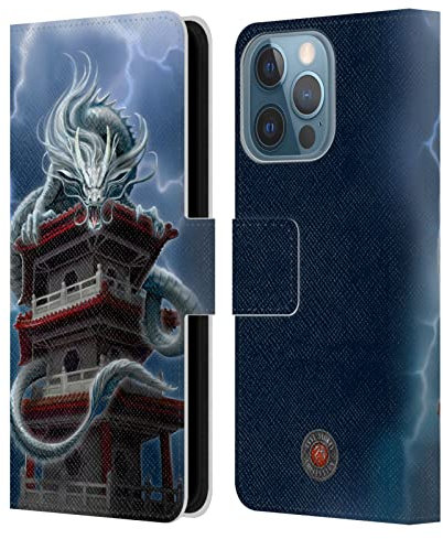 Head Case Designs Licenza Ufficiale Anne Stokes La Torre Draghi Guardiani Cover in Pelle a Portagoglio Compatibile con Apple iPhone 13 PRO