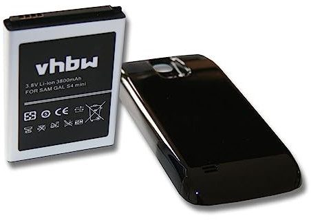 vhbw Batterie Compatible avec Samsung Galaxy GT-i9198, S4 Mini Smartphone (3800mAh, 3,8V, Li-ION) + boîtier de Protection (Noir)