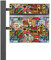 banjado® Standbriefkasten Anthrazit mit Motiv Funky Town & Zeitungsfach/Briefkasten mit Standfuß in Anthrazit/Postkasten A4 Einwurf inkl. Montagematerial & 2 Schlüsseln