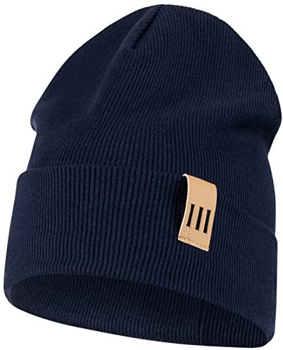 Smarilla Mütze Junge Kinder Beanie Herren gerippt, Größe: 50-52, Farbe: Dunkelblau