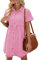 Vetinee Pink Dress Women Ladies Denim Dress Dresses to Hide Tummy Ladies Cotton Dresses Knee Length Dresses UK Women Dresses Summer Aurora Pink Size Large Fits UK Size 16 - UK Size 18