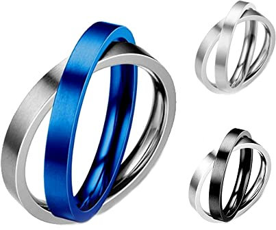 QKEPCY 3 Stücke Angst Ring für Herren mit Doppelring Spinner Ring Verlobungsringe Vintage Fidget Ring Drehbarer Ringe Freundschaftsring für Männer Damen (10)