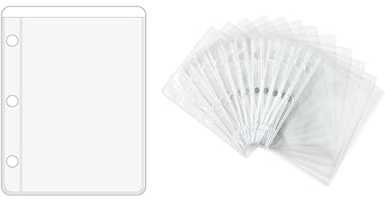 NatSumeBasics 12 Mini-Bindertaschen, transparente Geldumschläge, PVC-Blattschutz für 3-Ring-Notizbuch, A9, Ordnertaschen, Organizer, Fotos, Karten, Rechnungen (Mini)