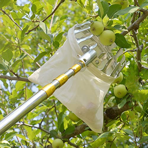 Yesbon Raccoglifrutta con Manico Telescopico, Telescopico da 2-7 Metri, Raccogli Frutta Telescopico Melograno, Strumenti di Raccolta all'aperto per Limoni, Mele, pere, pesche,3m/9.8ft