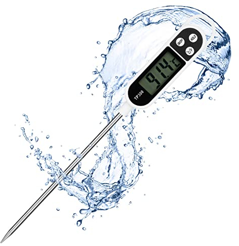 Flintronic Digital Roasting Thermometer, LCD Screen Digital Kitchen Thermometer Instant Read, Auto-Off Meat Thermometer für Küchengrill, Zucker, Milch, Wasser, Marmelade, Grill (Ohne Akku)