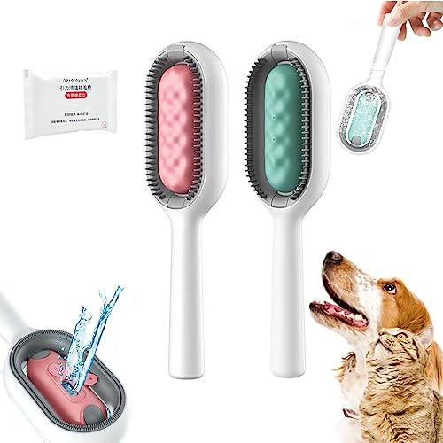 Ukisisi Pet Hair Removal Comb with Water Tank, Cat Brushes for Long Haired Cats, Pet Mini Hair Removal Brush for Dogs & Cats, Pet Hair Remover-2pcs||3mm