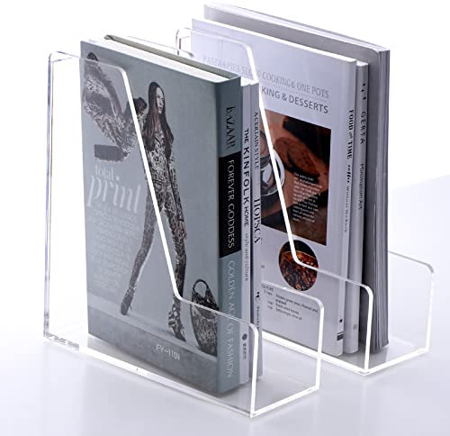 SANRUI Lot de 2 porte-revues verticaux en acrylique transparent - 21,5 x 8,9 x 22 cm