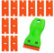 Plastic Razor Scraper Tool with 10 Plastic Razor Blades, Car Sticker Remover for Removing Glue Sticker Decals, Scraping Stickers, Labels and Decals from Glass, Windshields A3SSGD (Green)