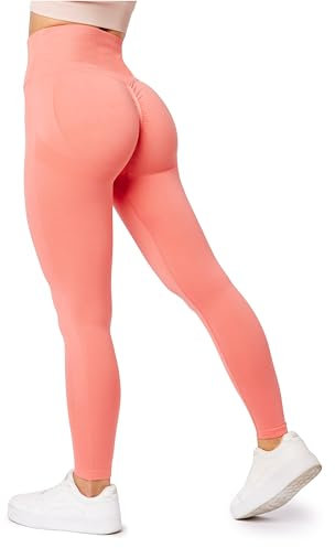 Bellivalini Leggins de Mujer Push up Seamless Fitness Gym de Cintura Alta BLV50-255 (Rosa, L)