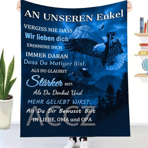 ACCZ Kuscheldecke Personalisierte Decke Enkel Geschenke An Unseren Enkel Von Oma und Opa, Decke An Meine Enkel von Oma, 18 Geburtstag Junge, Witziges Weihnachten Abschluss-Geschenke