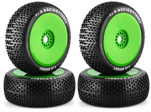 116mm 1/8 RC Off Road Buggy Reifen Rad 17mm Hex für ARRMA Traxxas Redcat Team Losi Kyosho VRX Hobao Nitro HPI HSP ZD Racing (Farbe: Grün)