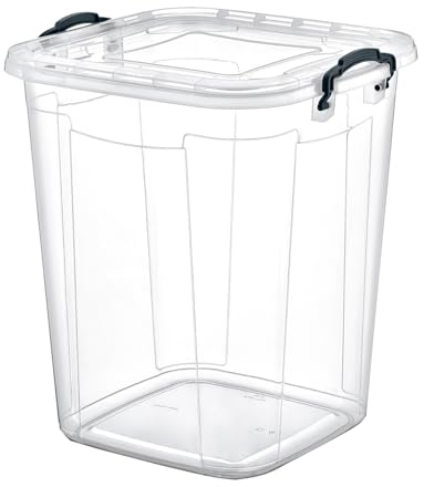 Best House | Plastic Storage Box with Clips & Lids | Size: 70L (L:45cm W:48cm H:56cm) | Set of 1 | Square Shape | Stackable Clear Durable Multipurpose Office Home Kitchen Tools (LARGE Size)