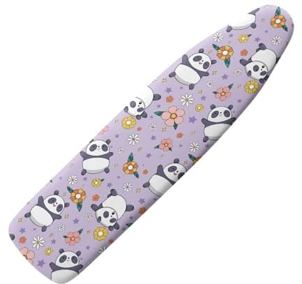 TOADDMOS Pandas Floral Purple Universal Ironing Board Cover Fits Boards Up To 139 x 40cm,Easy Fit and Scorch Resistant