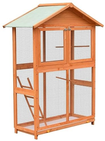 NITCA Voliera per Uccelli, Gabbia Uccelli, Gabbia Pappagalli, Voliera per Uccelli da Esterno, Gabbia per Uccelli in Legno di Pino e Abete 125,5x59,5x164 cm