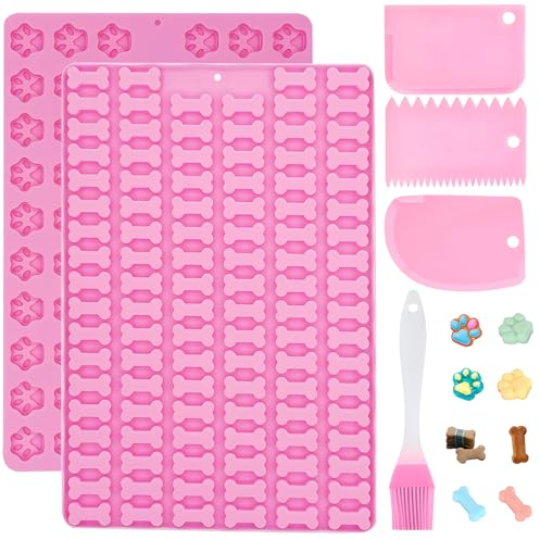 GOTRUST 2er Silikon Backmatte für Hundekekse Mini, Antihaftend Silikonform Hundeleckerli Klein, Wiederverwendbare Silikonmatte Backform, Backmatte für Kekse, Leckerlis, Pralinen