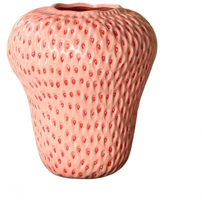 Whbbbj Erdbeer-Keramik-Blumenvase, Erdbeer-Vase for Blumen, Keramik-Funky-Vase, einzigartige Erdbeer-Blumenvase, Floristen-Desktop-Bastelarbeiten, for Wohnzimmer, Küche, Büro, Garten (Color : Pink)
