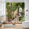 ZXBNNN Tenda da doccia per giardino esterno Architettura stradale Botanica Floreale Vintage Vecchio stile Porta Scena rustica Arredamento bagno 150x190 cm (59,06x74,8 pollici)