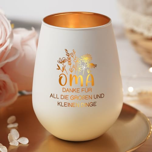 Craftique Oma Geschenk - Windlichter - Geburtstagsgeschenk für Omas von Enkelin Enkel, Weihnachtensgeschenk, Muttertag, Danke Geschenke, Muttertagsgeschenke für Oma