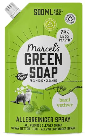 Marcel's Green Soap - All-Purpose Spray Refill Basil & Vetiver - Cleaning Spray - Saves 76% of plastic - Eco friendly - Vegan - 99% Biodegradable - 500 ML