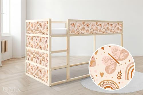 Unik Nordic Aufkleber für IKEA KURA Hochbett, Boho Muster 2-Sticker-Set Oben, Bettaufkleber, Sticker für Kinderbett, Möbelfolie fürs Kinderzimmer, Bettfolie für Kinder, Set 2 Teilig
