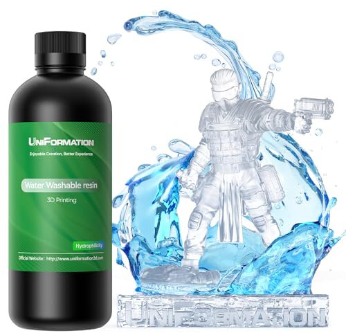 UNIFORMATION 3D Drucker Resin Water Washable Resin Wasserabwaschbares Harz Leicht zu reinigen Schnell UV-hrtendes 3D-Druckerharz Photopolymer Geringe Viskositt Schnelles 3D-Harz Transparent, klar 1KG