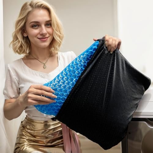 SwartLife Orthopedic Gel seat Cushion | gelkissen sitzkissen - Wabenstruktur für Sciatica & Steißbein-Linderung - Rutschsicher, atmungsaktiv - 42x37x3.7cm für Auto/Büro/Rollstuhl