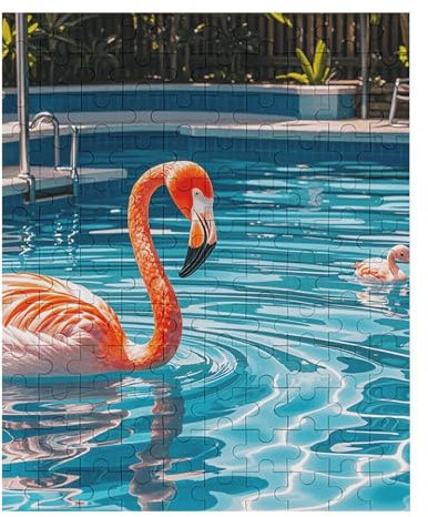 Flamingo and Swimming Pools Puzzle for Women Men 70 PCS Jigsaw Puzzle for Adults Challenging Puzzle for Family Wedding Gift