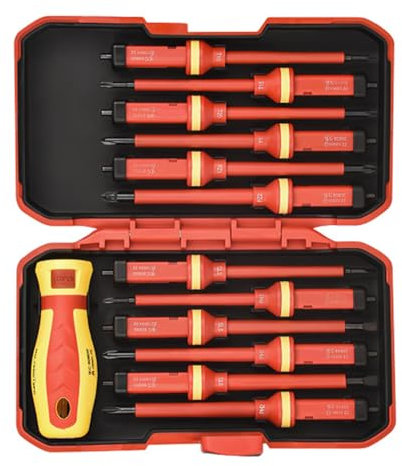 Juego de destornilladores eléctricos aislados de 1000 V, multifuncional, profesional, 13 piezas de destornillador ranurado