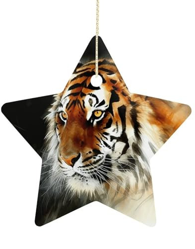 Weihnachtsschmuck Tiger Weihnachtsdekoration Weihnachtsstern Ornamente Weihnachten Hängende Anhänger Weihnachtsbaum Ornament für Home Party Dekoration